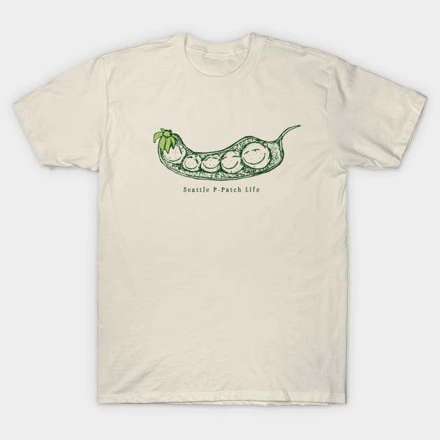 Seattle P-Patch Life Funny Illustration Urban Community Gardeners T-Shirt by Pine Hill Goods